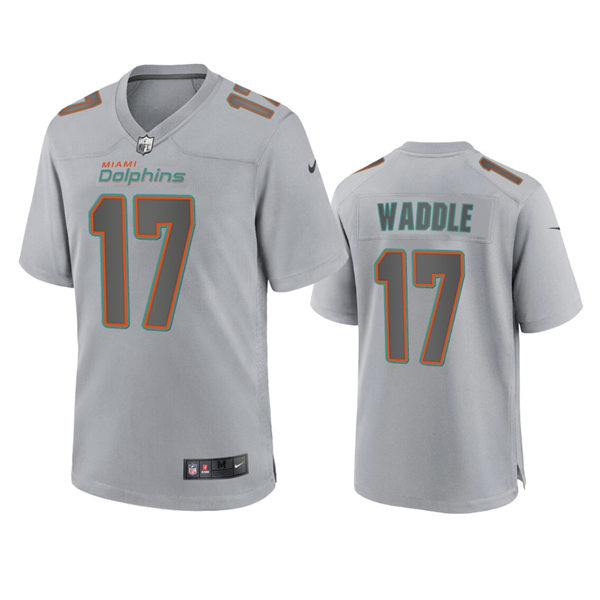 Mens Miami Dolphins #17 Jaylen Waddle Gray Atmosphere Fashion Game Jersey