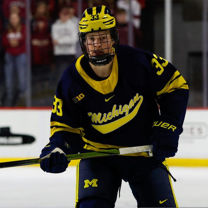 Mens Youth Michigan Wolverines #33 Kienan Draper 2023-24 Navy Hockey Game Jersey