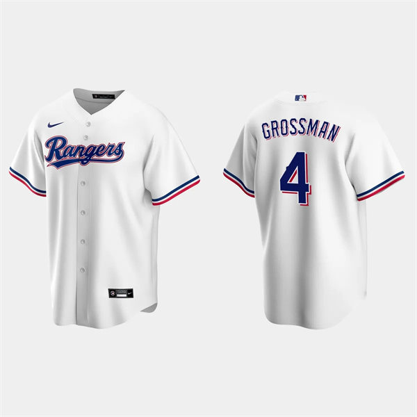 Mens Texas Rangers #4 Robbie Grossman Nike Home White CoolBase Jersey