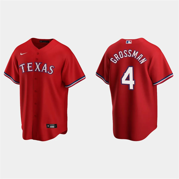 Mens Texas Rangers #4 Robbie Grossman Nike Scarlet Alternate CoolBase Jersey