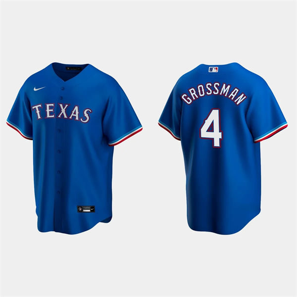 Mens Texas Rangers #4 Robbie Grossman Nike Royal Alternate Cool Base Player Jersey