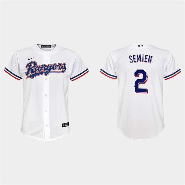 Youth Texas Rangers #2 Marcus Semien White Replica Home Jersey