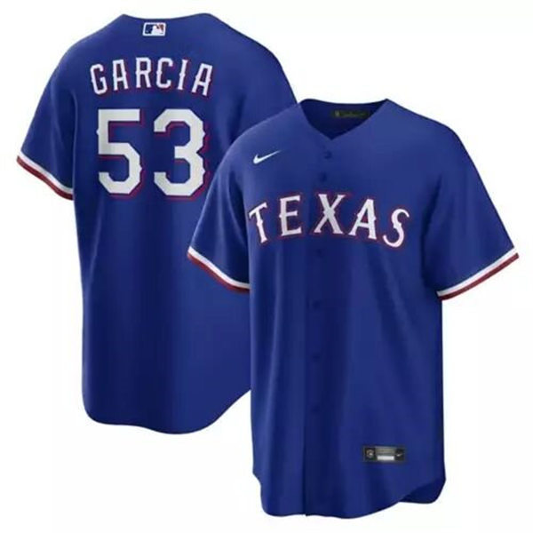 Youth Texas Rangers #53 Adolis Garcia Nike Royal Alternate Cool Base Player Jersey