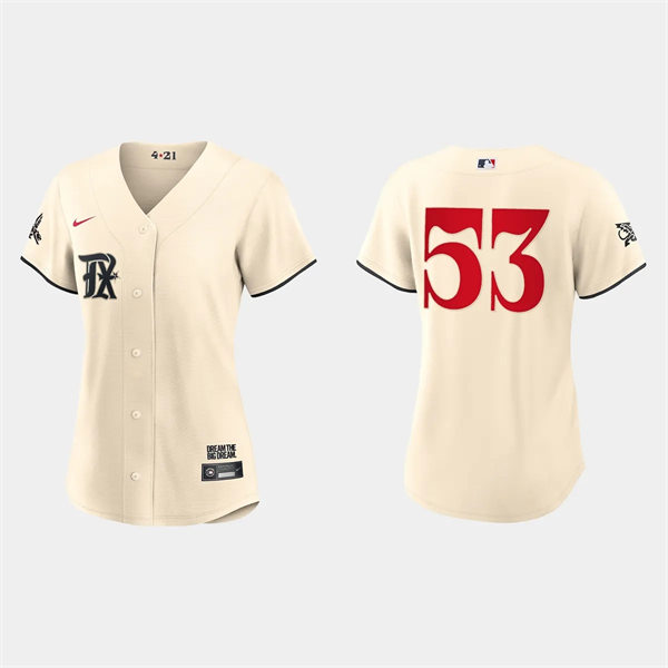 Women Texas Rangers #53 Adolis Garcia Cream 2023 City Connect Replica Jersey