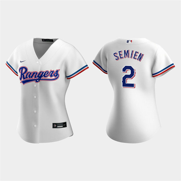 Women Texas Rangers #2 Marcus Semien White Replica Jersey