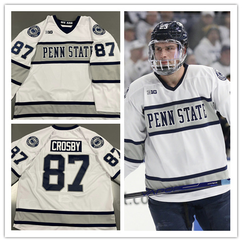 Mens Youth Penn State Nittany Lions #87 Sidney Crosby Nike 2023-24 White Retro Hockey Game Jersey