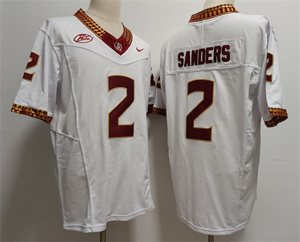 Men's Florida State Seminoles #2 Deion Sanders Nike 2023 White College Football F.U.S.E. Limited Game Jersey