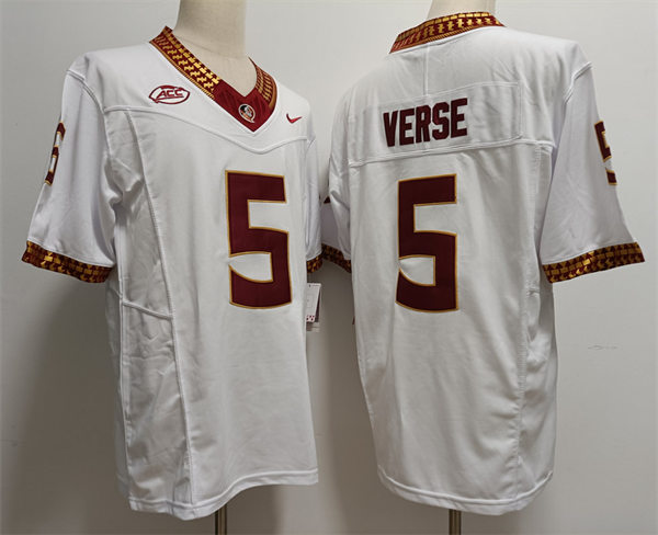 Men's Florida State Seminoles #5 Jared Verse Nike 2023 White College Football F.U.S.E. Limited Game Jersey