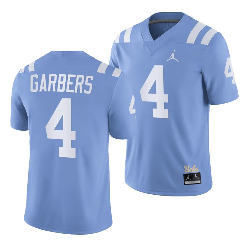 Mens Youth UCLA Bruins #4 Ethan Garbers 2023 Light Blue College Football Homecoming throwback uniforms Jersey