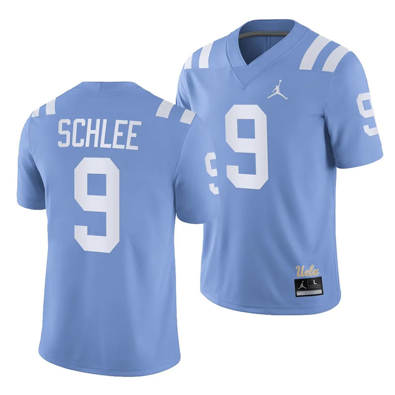 Mens Youth UCLA Bruins #9 Collin Schlee U2023 Light Blue College Football Homecoming throwback uniforms Jersey