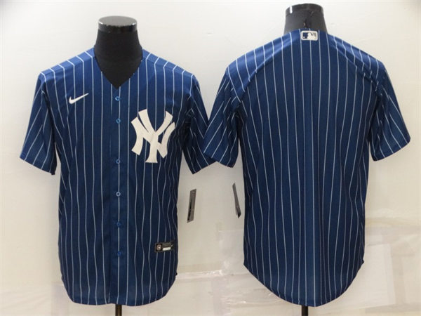 Mens New York Yankees Blank Nike Navy Pinstripe Cooperstown Collection Jersey