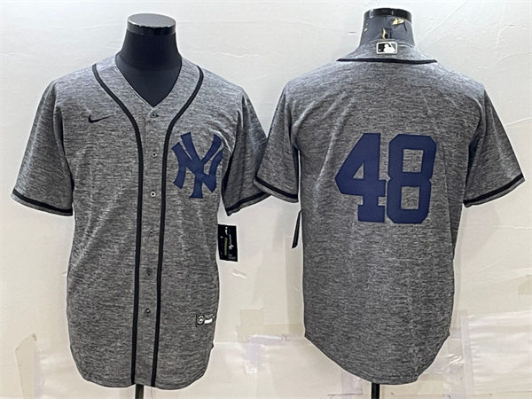Mens New York Yankees #48 Anthony Rizzo Nike Gray Wool NY Retro Cooperstown Collection Jersey