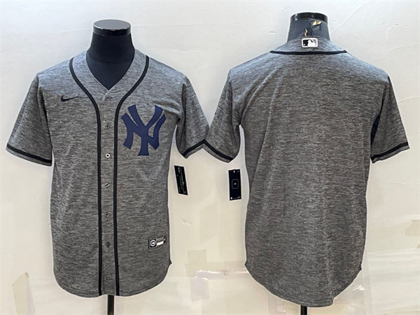 Mens New York Yankees Blank Nike Gray Wool NY Retro Cooperstown Collection Jersey