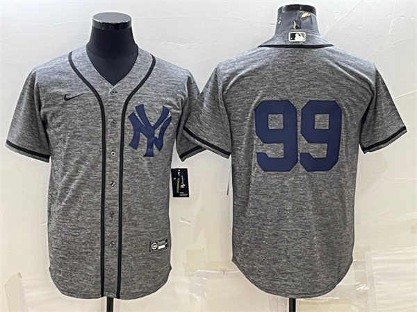 Mens New York Yankees #99 Aaron Judge Nike Gray Wool NY Retro Cooperstown Collection Jersey