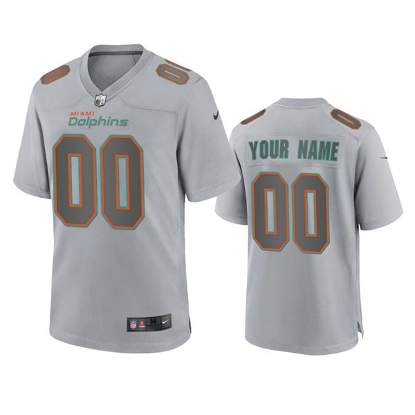 Mens Youth Miami Dolphins Custom Gray Atmosphere Fashion Game Jersey