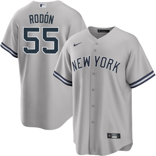 Men's New York Yankees #55 Carlos RodonRoad Gray with Name Cool Base Jersey