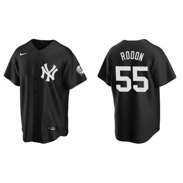 Men's New York Yankees #55 Carlos Rodon Nike Black Fashion Replica Jersey