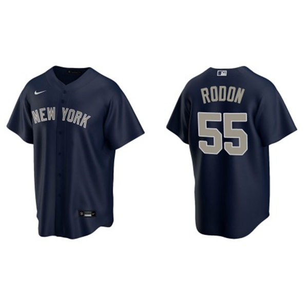Men's New York Yankees #55 Carlos Rodon Navy Grey Alternate 2nd with Name New York Cool Base Jersey