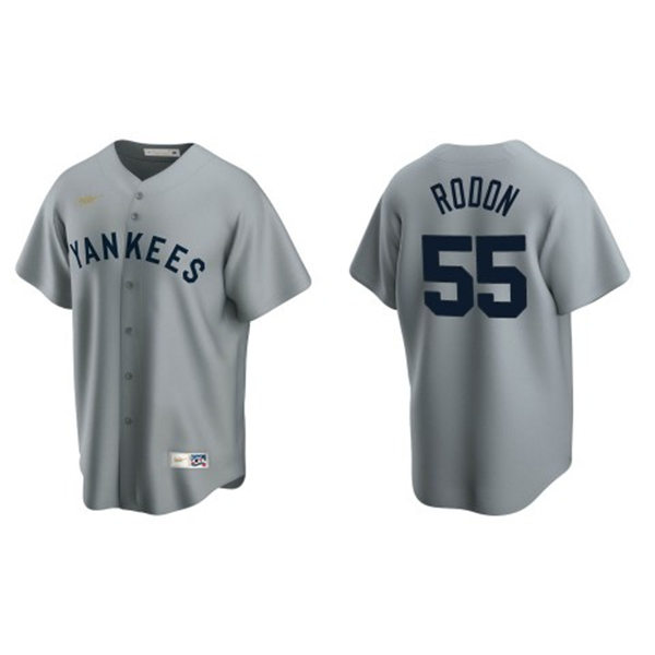 Men's New York Yankees #55 Carlos Rodon Nike Gray Road Cooperstown Collection Jersey