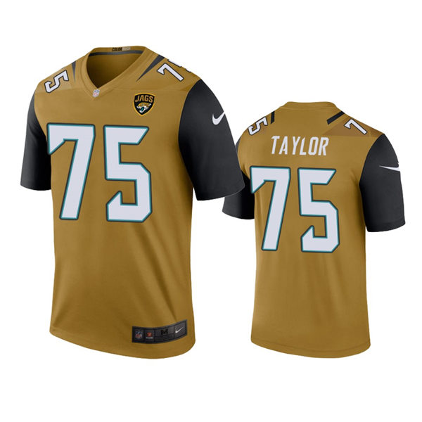 Mens Jacksonville Jaguars #75 Jawaan Taylor Nike Bold Gold Color Rush Limited Jersey