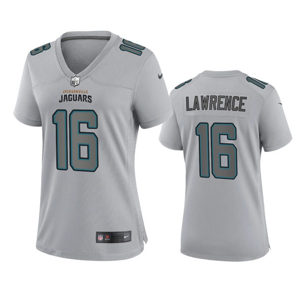 Women's Jacksonville Jaguars #16 Trevor Lawrence Gray Atmosphere Fashion Game Jersey