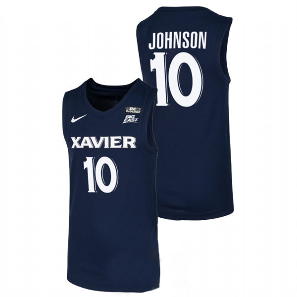Mens Youth Xavier Musketeers #10 Nate Johnson Nike Navy College Basketball Game Jersey