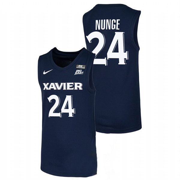 Mens Youth Xavier Musketeers #24 Jack Nunge Nike Navy College Basketball Game Jersey