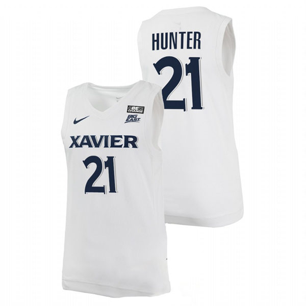 Mens Youth Xavier Musketeers #21 Jerome Hunter Nike White Navy College Basketball Game Jersey