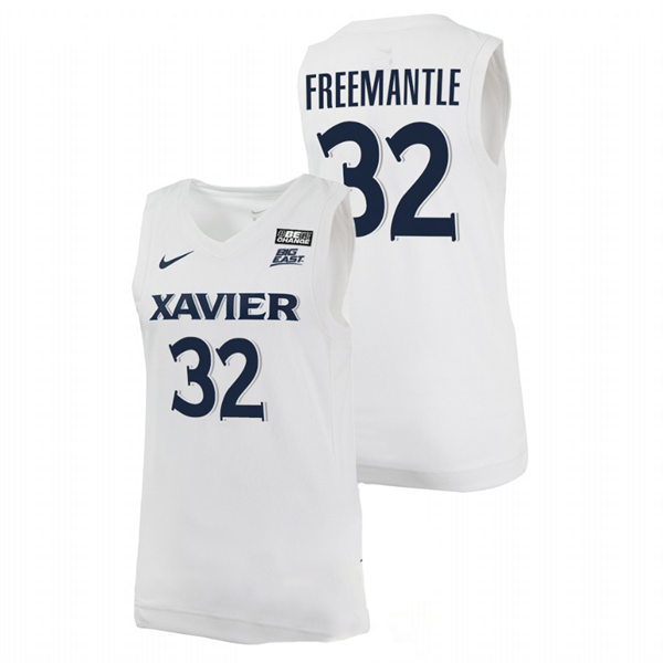 Mens Youth Xavier Musketeers #32 Zach Freemantle Nike White Navy College Basketball Game Jersey