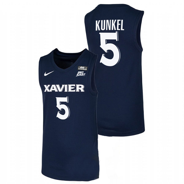 Mens Youth Xavier Musketeers #5 Adam Kunkel Nike Navy College Basketball Game Jersey