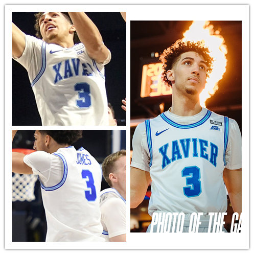 Mens Youth Xavier Musketeers Custom White Royal College Basketball Game Jersey