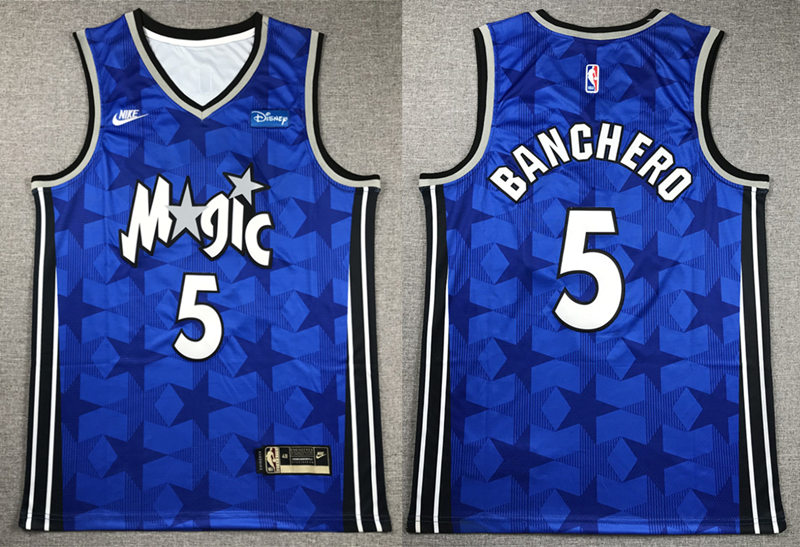 Men's Orlando Magic #5 Paolo Banchero 2023-24 Classic Edition Jersey - Blue