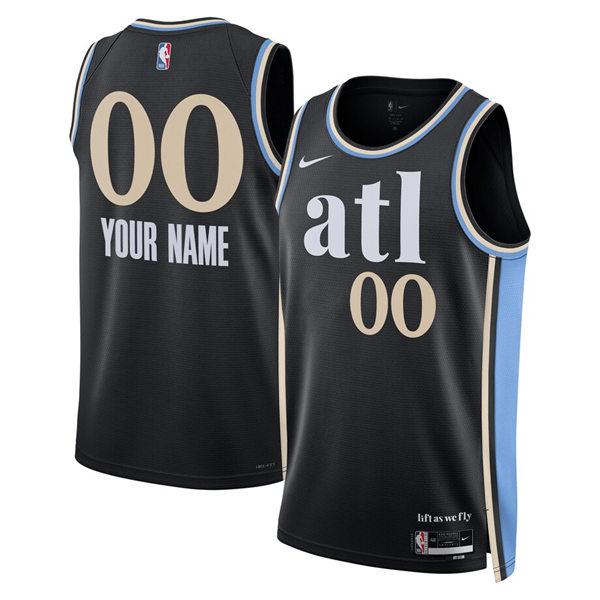 Mens Youth Atlanta Hawks Custom 2023-24 ATL City Edition Swingman Jersey Black 