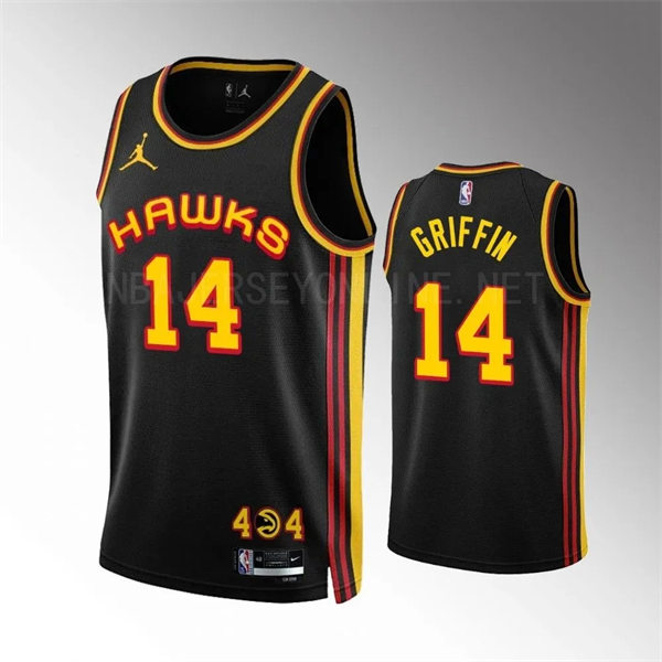 Mens Atlanta Hawks #14 AJ Griffin 2023-24 Black Statement Edition Swingman Jersey