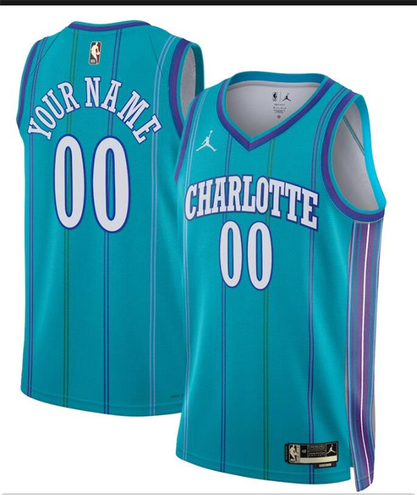 Mens Youth Charlotte Hornets Custom 2023-24 Teal Classic Edition Swingman Jersey