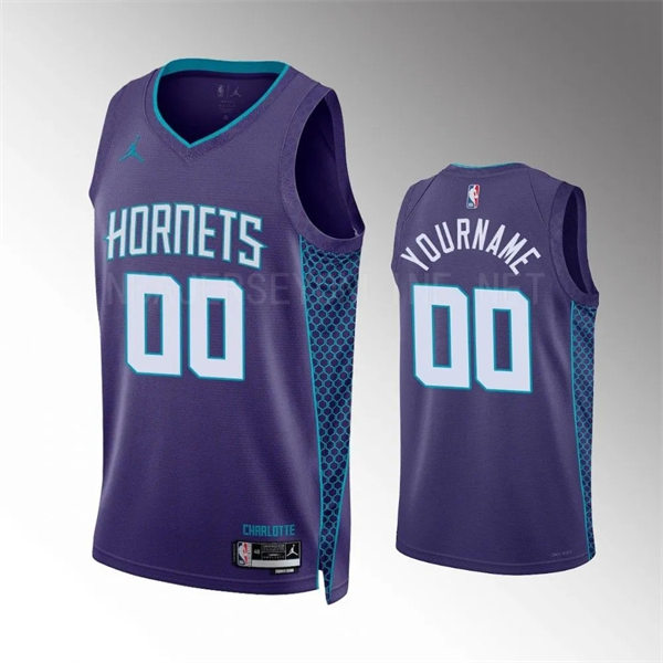 Mens Youth Charlotte Hornets Custom 2023-24 Purple Statement Edition Swingman Jersey