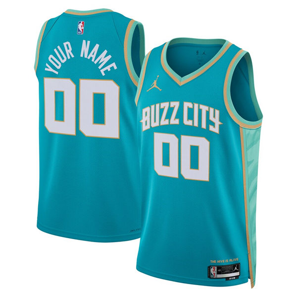 Mens Youth Charlotte Hornets Custom 2023-24 BUZZ City Edition Swingman Jersey Teal