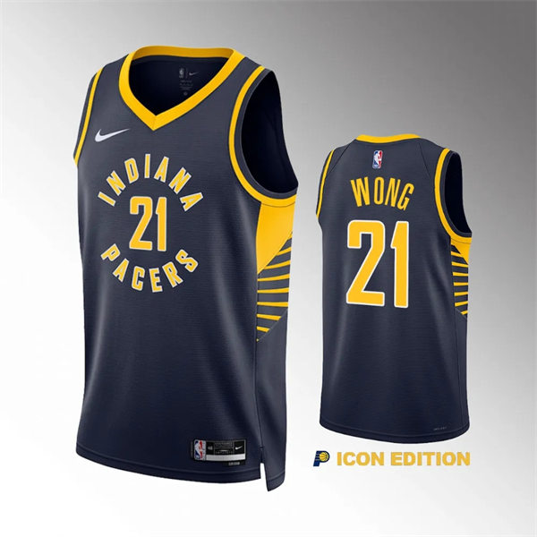 Mens Indiana Pacers #21 Isaiah Wong Navy Icon Edition Swingman Jersey