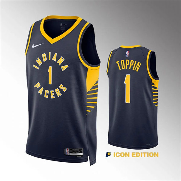 Mens Indiana Pacers #1 Obi Toppin Navy Icon Edition Swingman Jersey