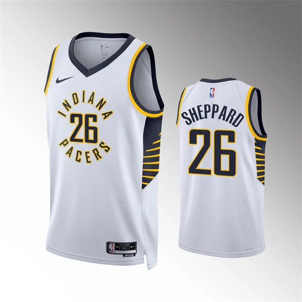 Mens Indiana Pacers #26 Ben Sheppard White Association Edition Swingman Jersey