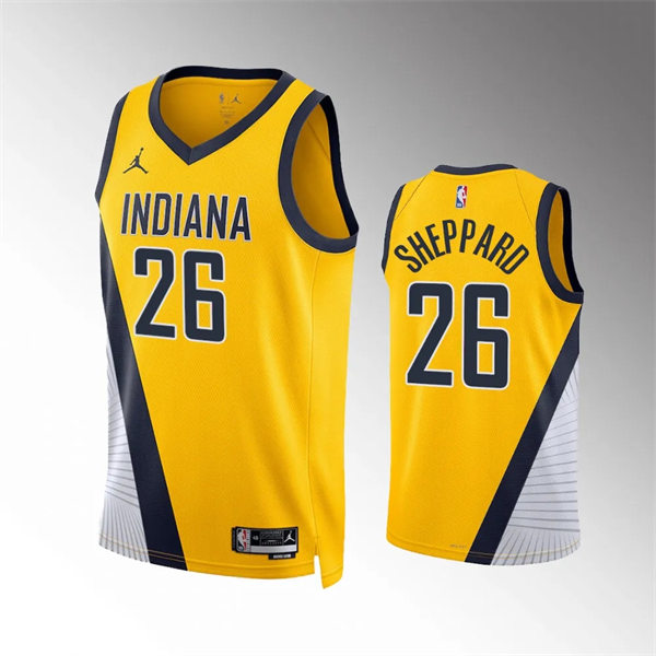 Mens Indiana Pacers #26 Ben Sheppard Yellow Statement Edition Swingman Jersey