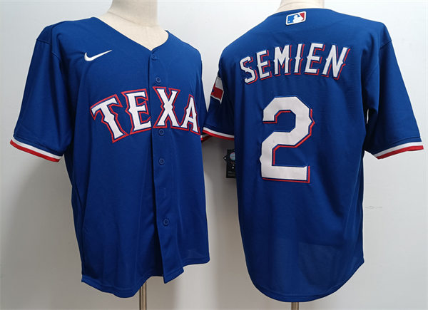 Mens Texas Rangers #2 Marcus Semien Nike Royal Alternate CoolBase Jersey