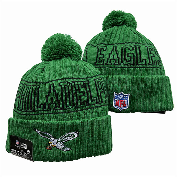 Philadelphia Eagles Cuffed Pom Kelly Green Retro Knit Hat YD23110701 (5)