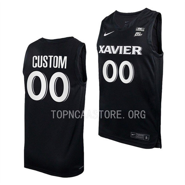 Mens Youth Xavier Musketeers Custom Black Basketball Game Jersey