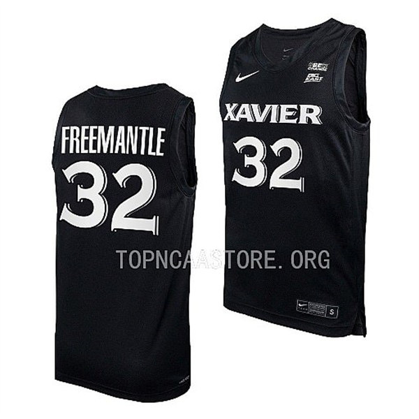 Mens Youth Xavier Musketeers #32 Zach Freemantle Black Basketball Game Jersey