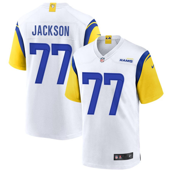 Mens Los Angeles Rams #77 Alaric Jackson Nike White Alternate Vapor Limited Jersey