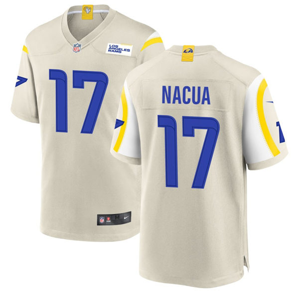 Mens Los Angeles Rams #17 Puka Nacua Nike Bone Vapor Untouchable Limited Jersey