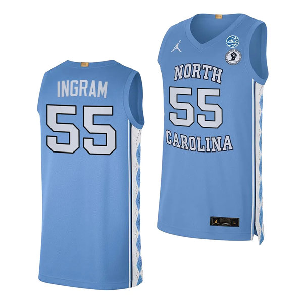 Mens Youth North Carolina Tar Heels #55 Harrison Ingram Carolina Blue College Baseketball Game Jersey