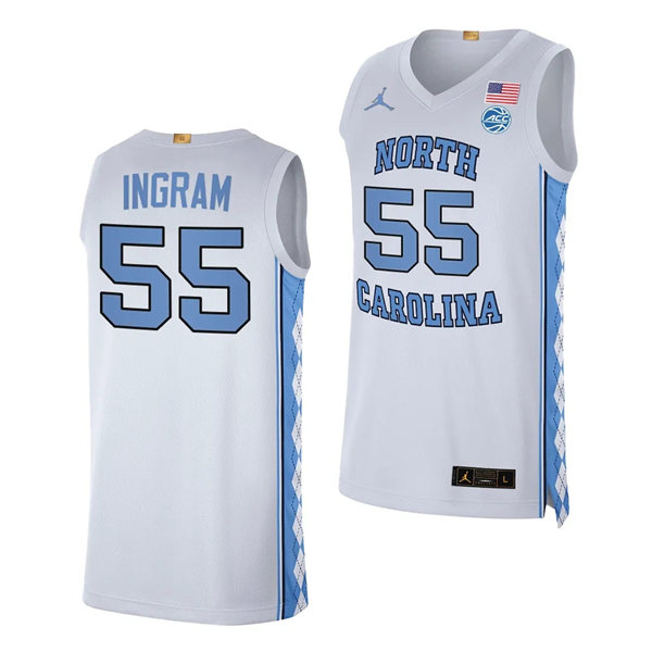 Mens Youth North Carolina Tar Heels #55 Harrison Ingram White College Baseketball Game Jersey