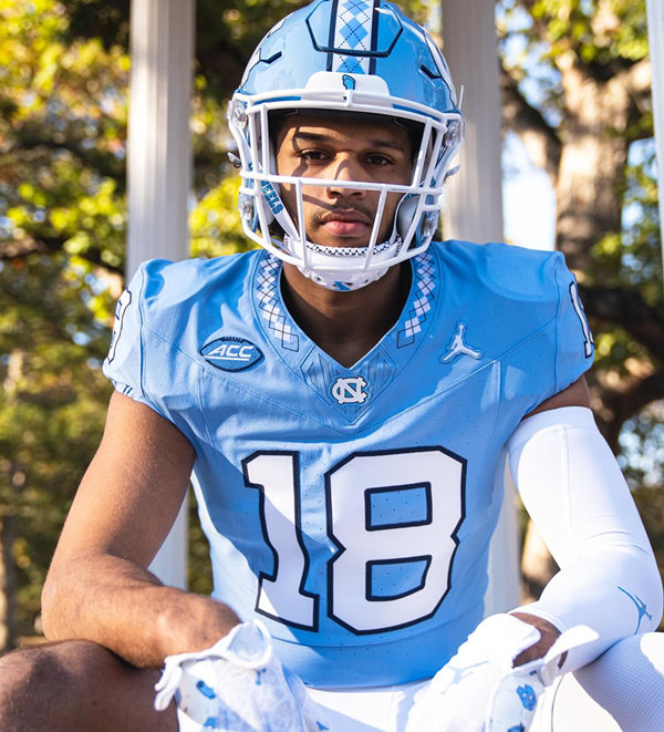 Mens Youth North Carolina Tar Heels #18 Bryson Nesbit 2023 Blue F.U.S.E. College Football Game Jersey